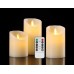 FixtureDisplays® Flameless Candles Battery Operated Pillar Real Wax Flickering Moving Wick Electric LED Candle Sets with Remote Control Cycling 24 Hours Timer, Pack of 3 Size 18458